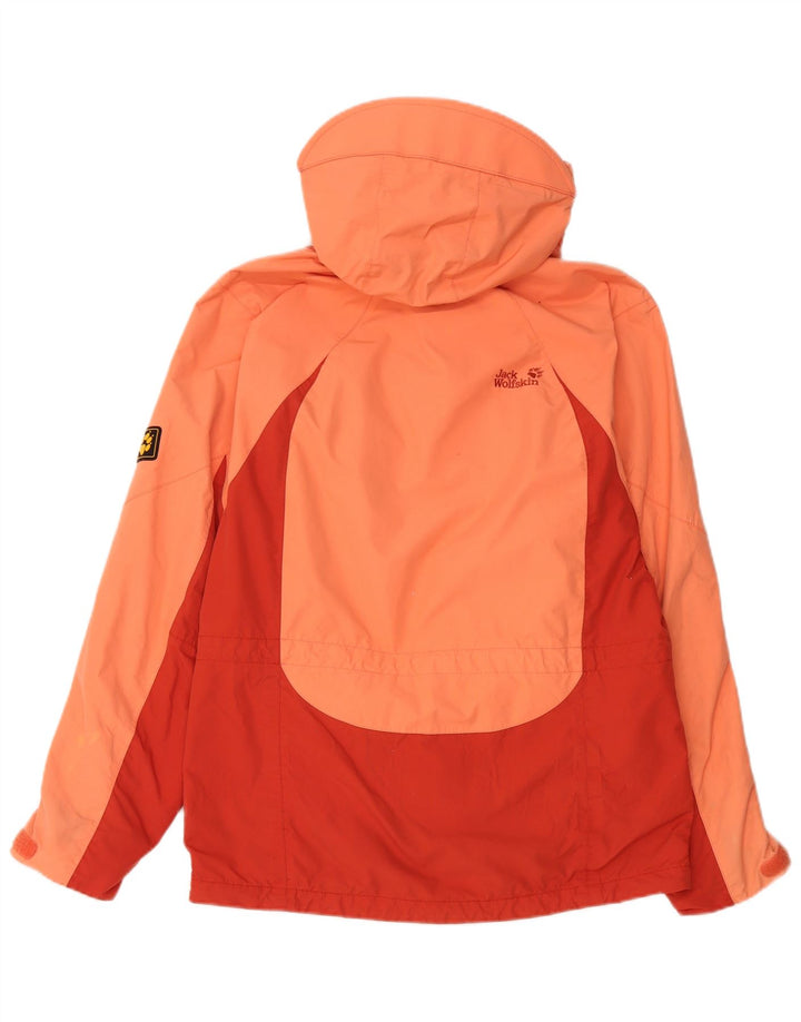 Jack Wolfskin Dame Regnjakke med hætte UK 10 Small Orange Colourblock