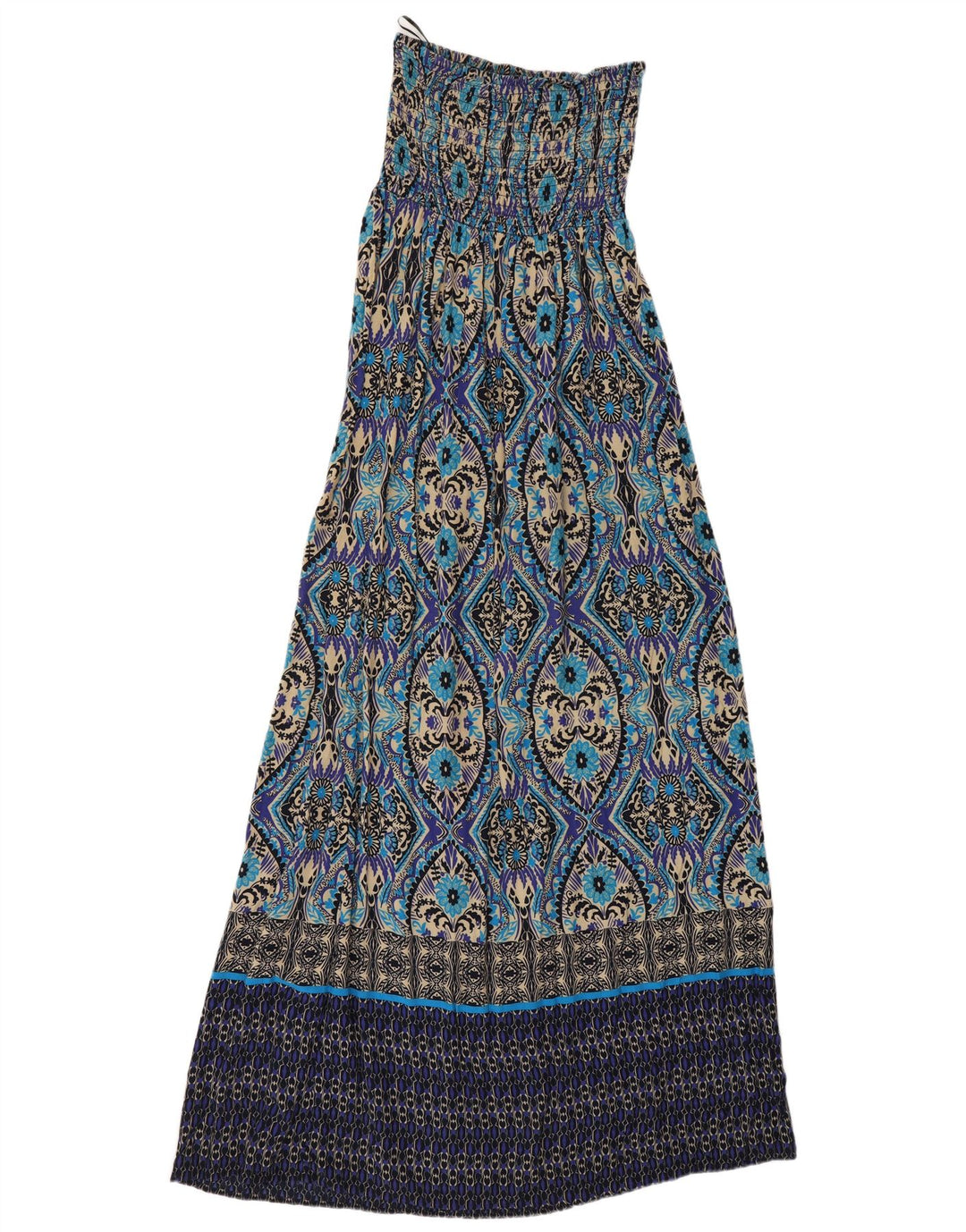 Monsoon Dame Stropløs Maxi Kjole UK 8 Small Multicolored Paisley