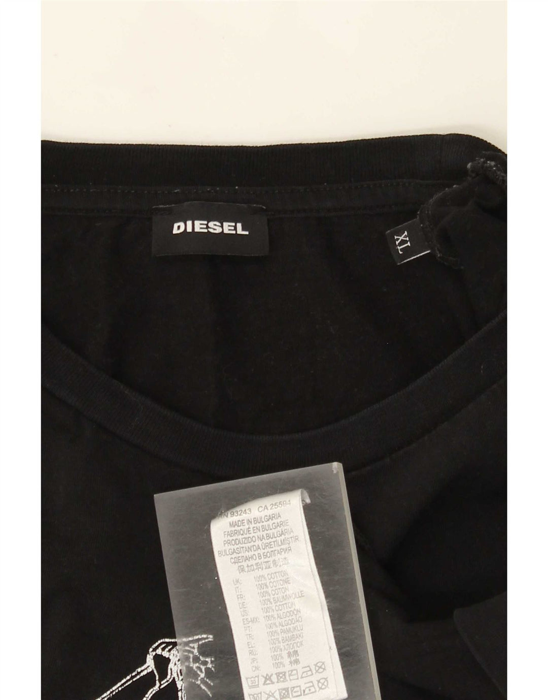 Diesel Herre Grafisk T-Shirt Top XL Sort Bomuld