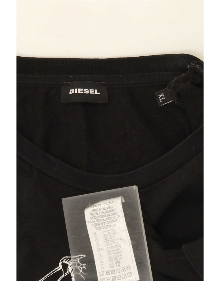 Diesel Herre Grafisk T-Shirt Top XL Sort Bomuld