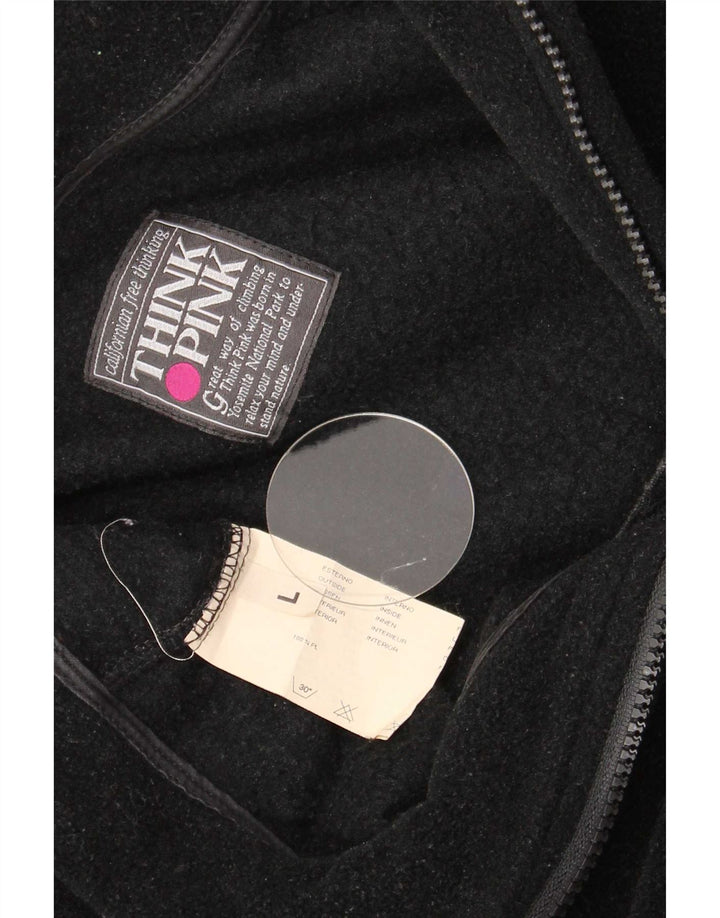 Tænk Pink Herre grafisk lynlås hals Fleece Jumper Stor sort polyester
