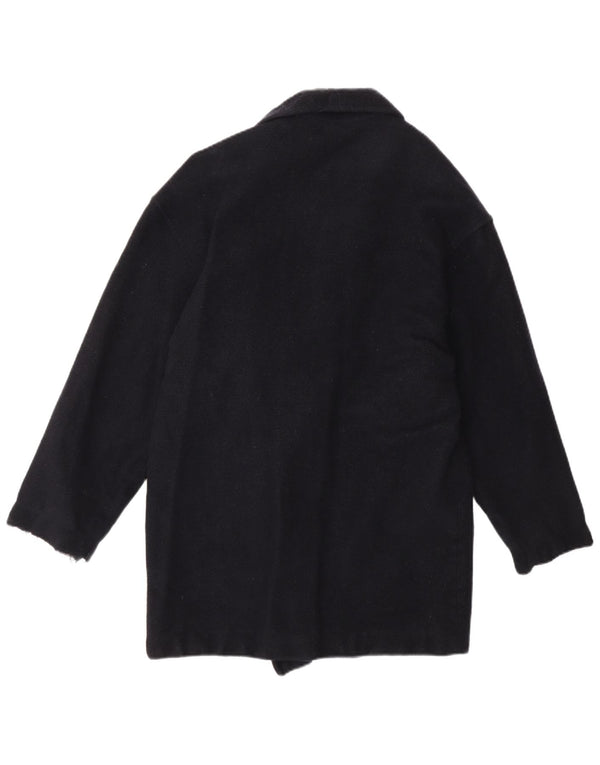 Accento By Marzotto Womens Double Breasted Coat IT 42 Medium Black Wool
