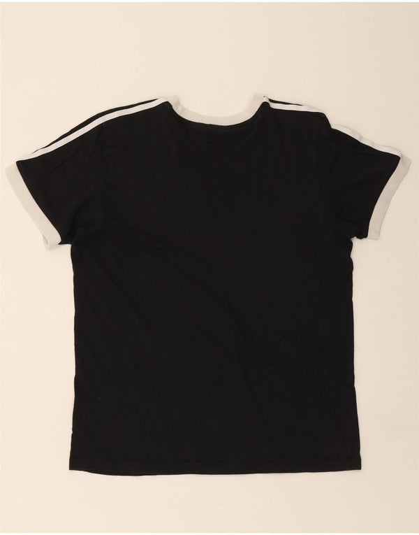 ADIDAS Dame T-Shirt Top UK 12 Medium Sort Bomuld