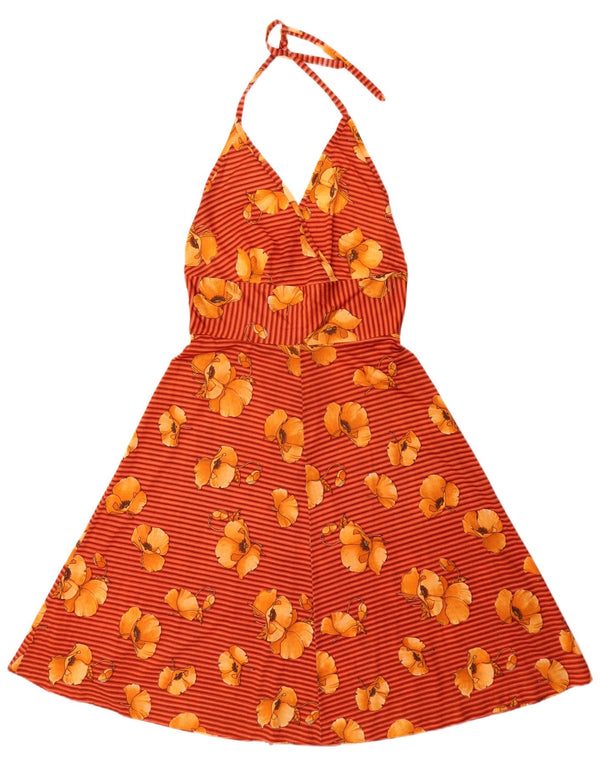 Vintage Kvinder Halter Dress UK 12 Medium Multicolored Floral