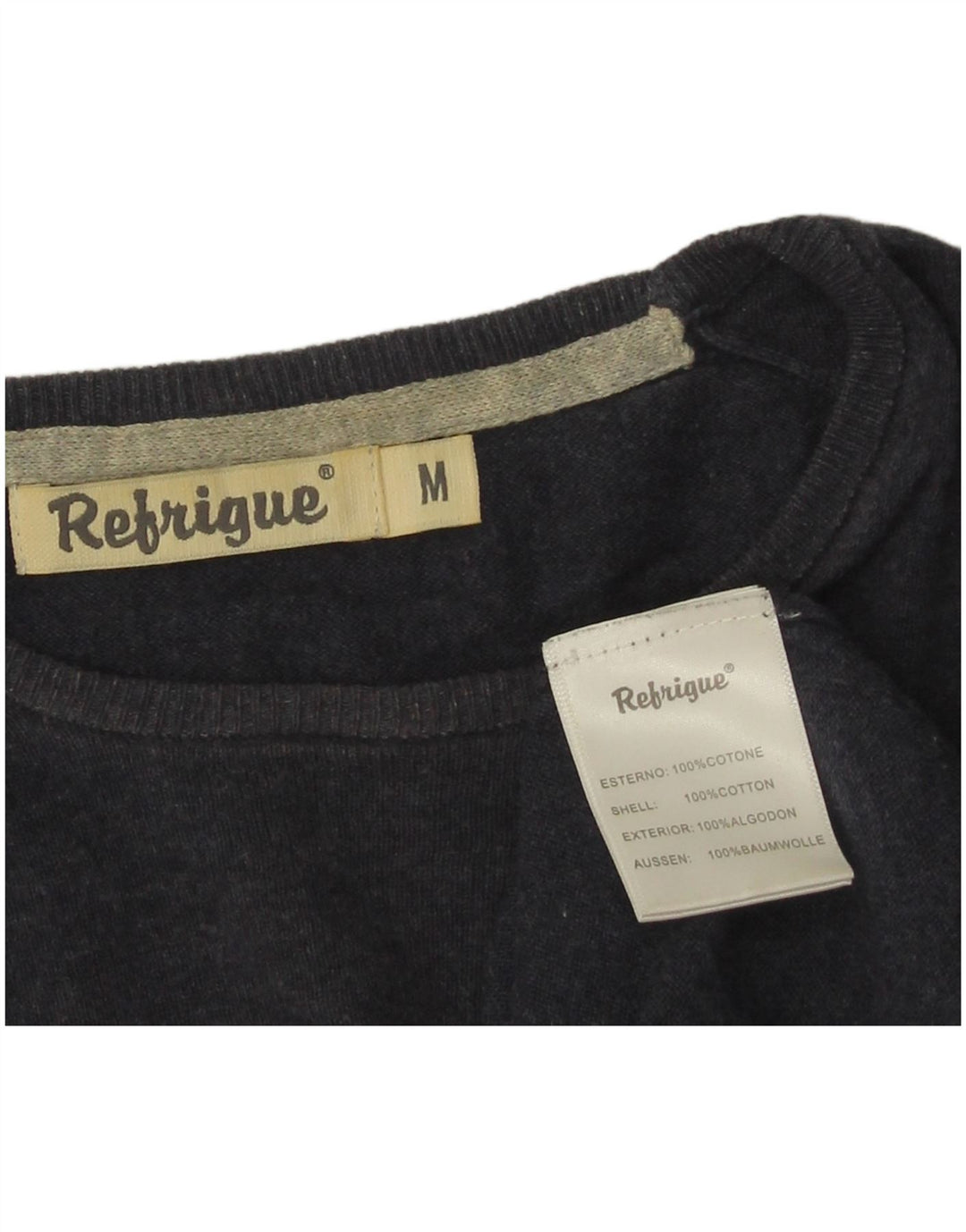 Refrigue Herre Boat Neck Jumper Sweater Medium Navy Blue Bomuld