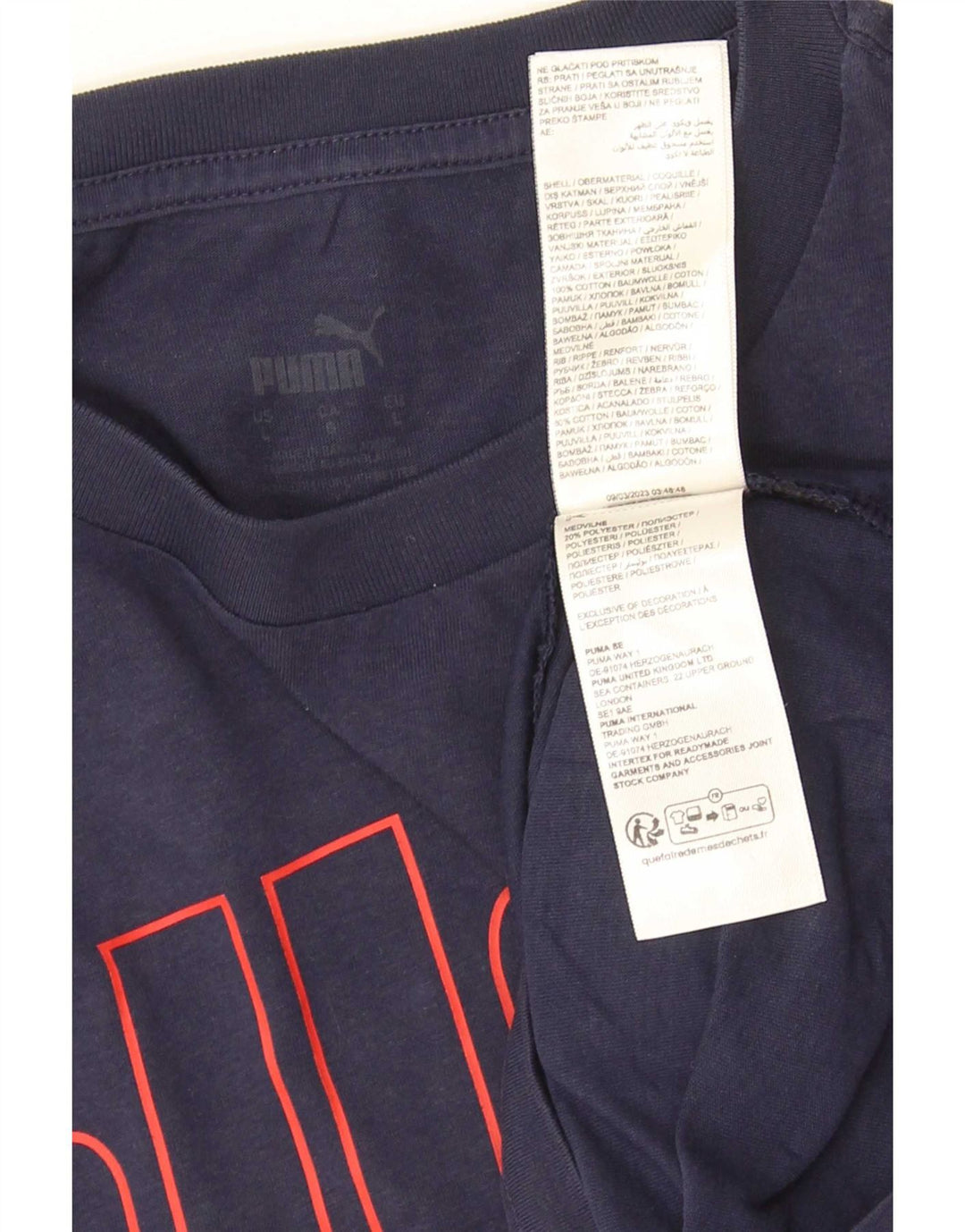 Puma Herre grafisk T-shirt Top Stor marineblå bomuld