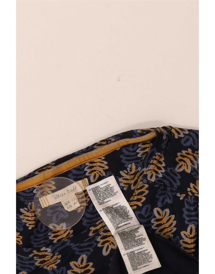 White Stuff Womens 3/4-ærmet Shift Dress UK 12 Medium Blue Floral Elastan