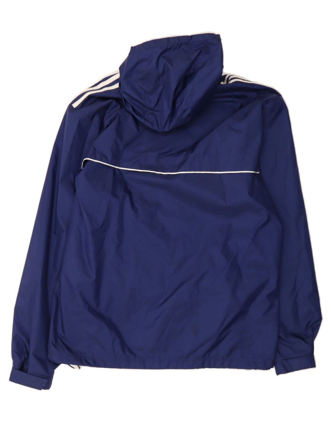 ADIDAS Mens Hooded Rain Jacket UK 42/44 Large Blue Nylon Vintage Adidas and Second-Hand Adidas from Messina Hembry 