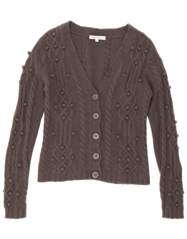 Laura Ashley Dame Crop Cardigan Sweater UK 10 Small Grey Lammeuld