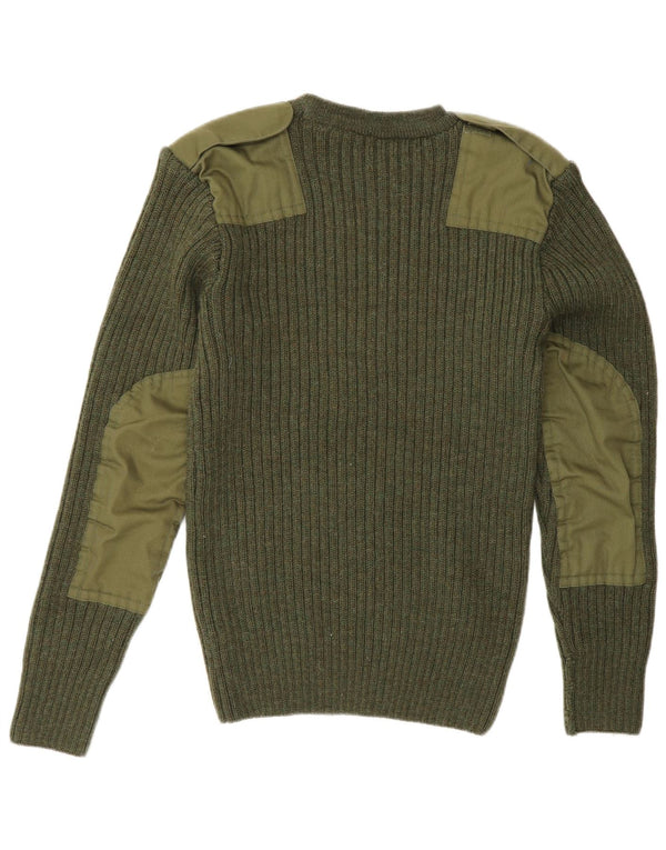 Vintage Herre Military Crew Neck Jumper Sweater UK 40 Medium Green Army