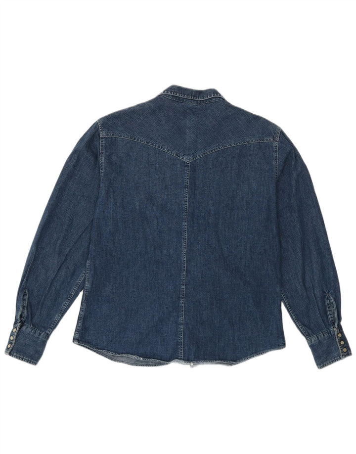 Vintage Dame Denim Shirt UK 16 Large Blue Cotton