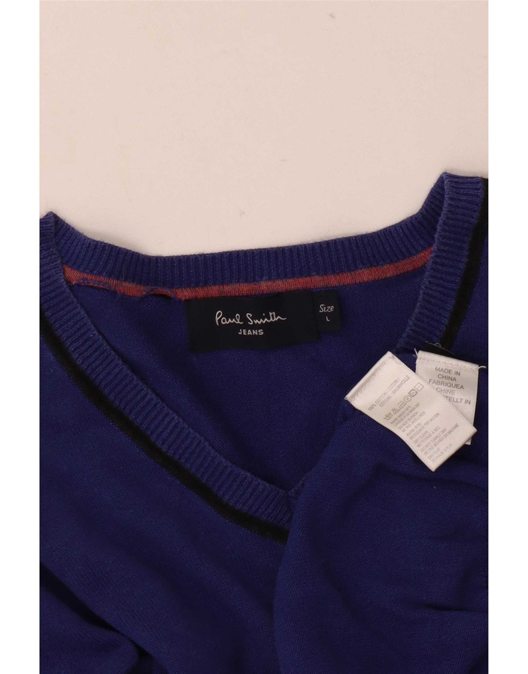 Paul Smith Herre V-hals sweater Stor blå bomuld