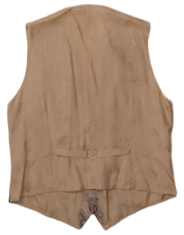 Julius Lang Herre grafisk vest IT 54 XL Beige Patchwork Viscose