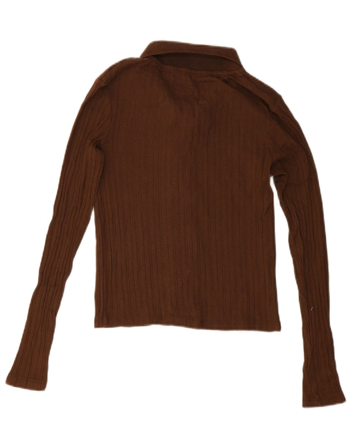 Zara Womens Crop Cardigan Sweater UK 10 Small Brown