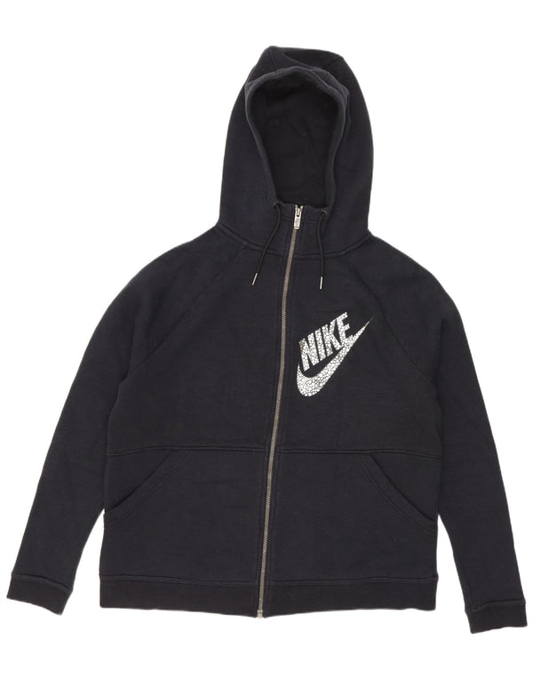 Nike Dame Grafisk Loose Fit Hættetrøje Sweater UK 14 Medium Sort Bomuld