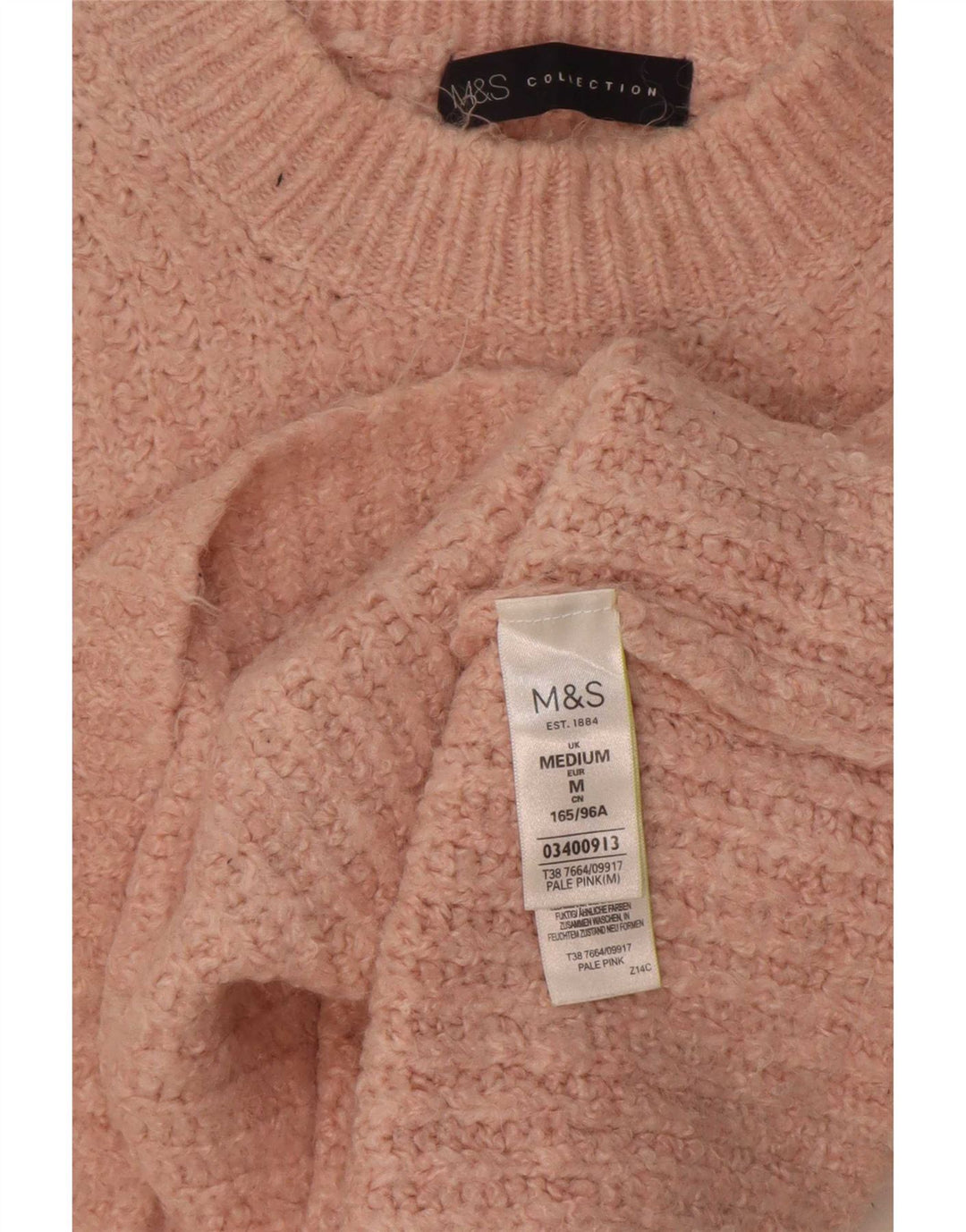 Marks & Spencer Dame Turtle Neck Jumper Sweater UK 14 Medium Pink