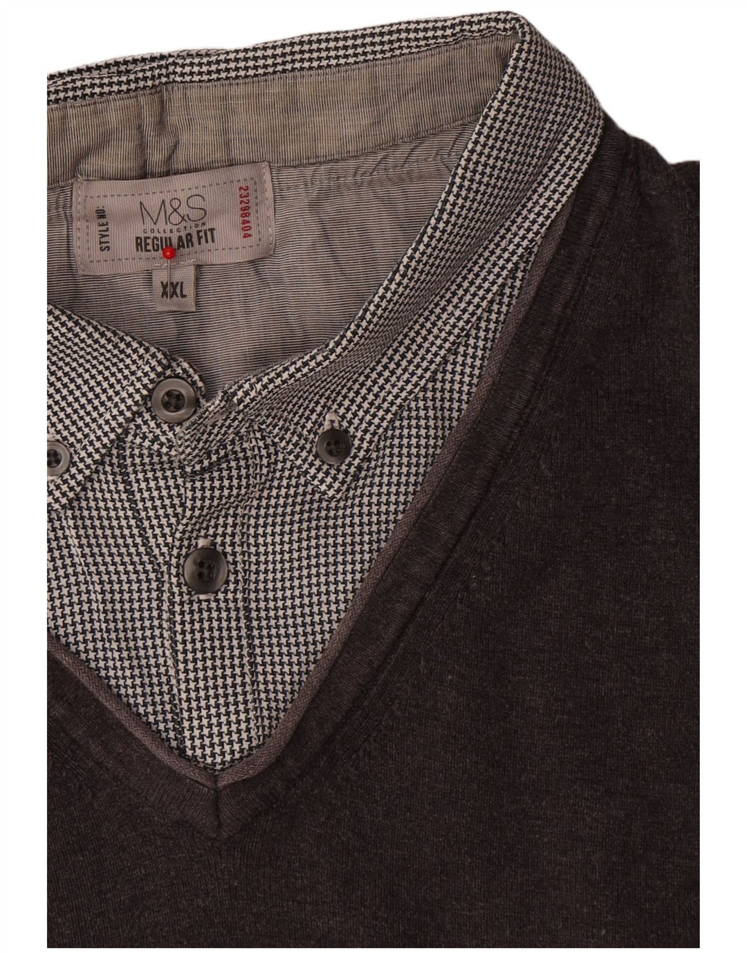 Marks & Spencer Herre Regular Fit V-hals sweater 2XL brun bomuld