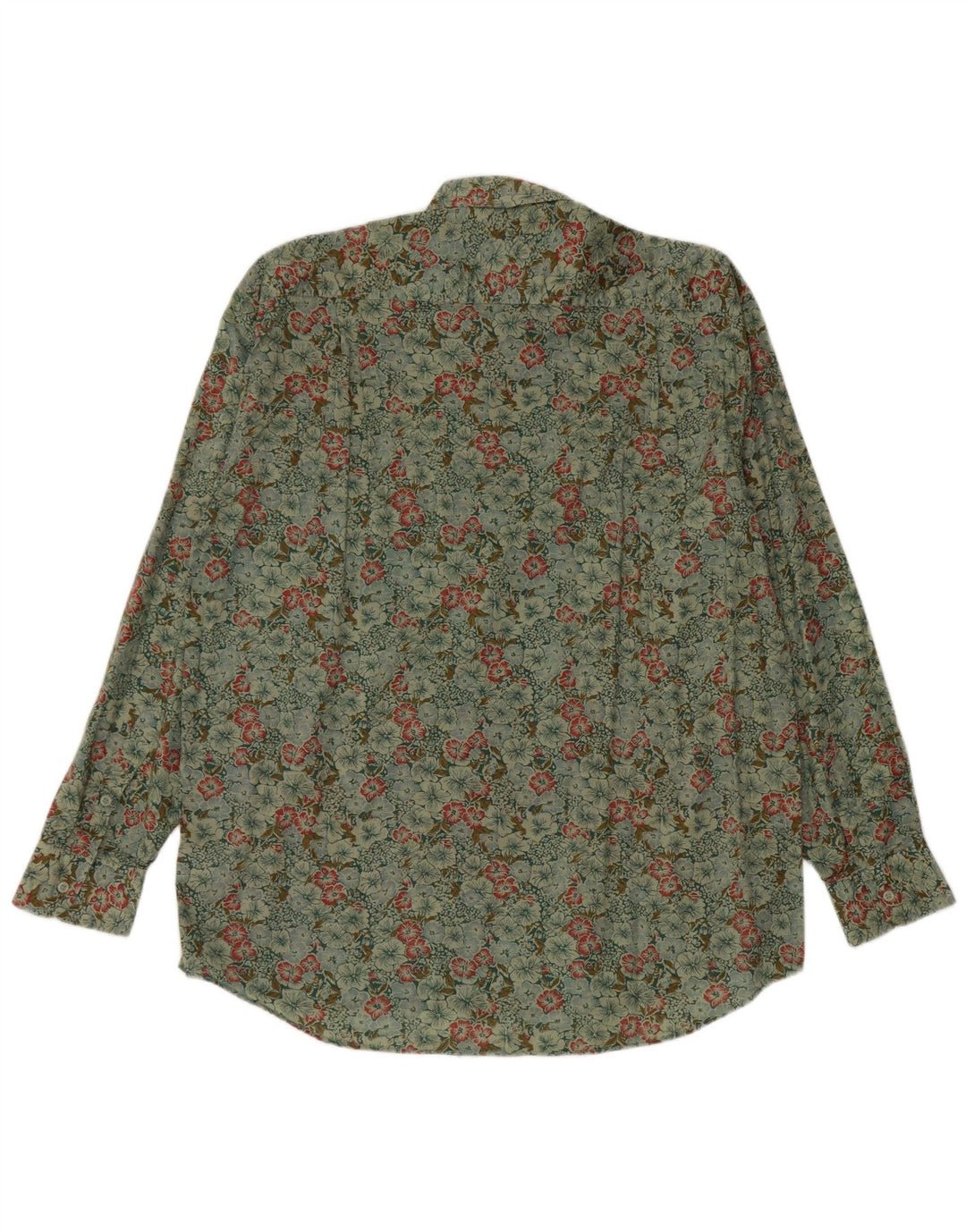 Vintage herreskjorte stor grøn blomstret bomuld