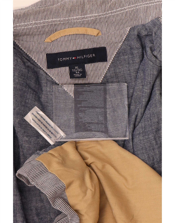 Tommy Hilfiger Herre 2-knaps blazerjakke UK 42 XL Grå nålestribet bomuld