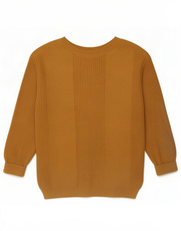 Marks & Spencer Dame Boat Neck Jumper Sweater UK 14 Medium Gul Bomuld