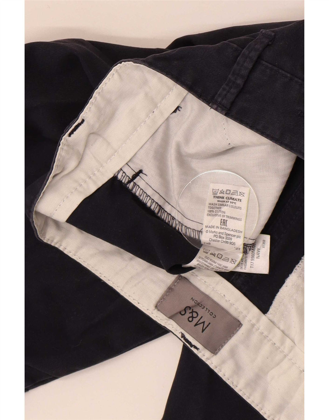 Marks & Spencer Herre Chino Shorts W30 Medium Marineblå Bomuld