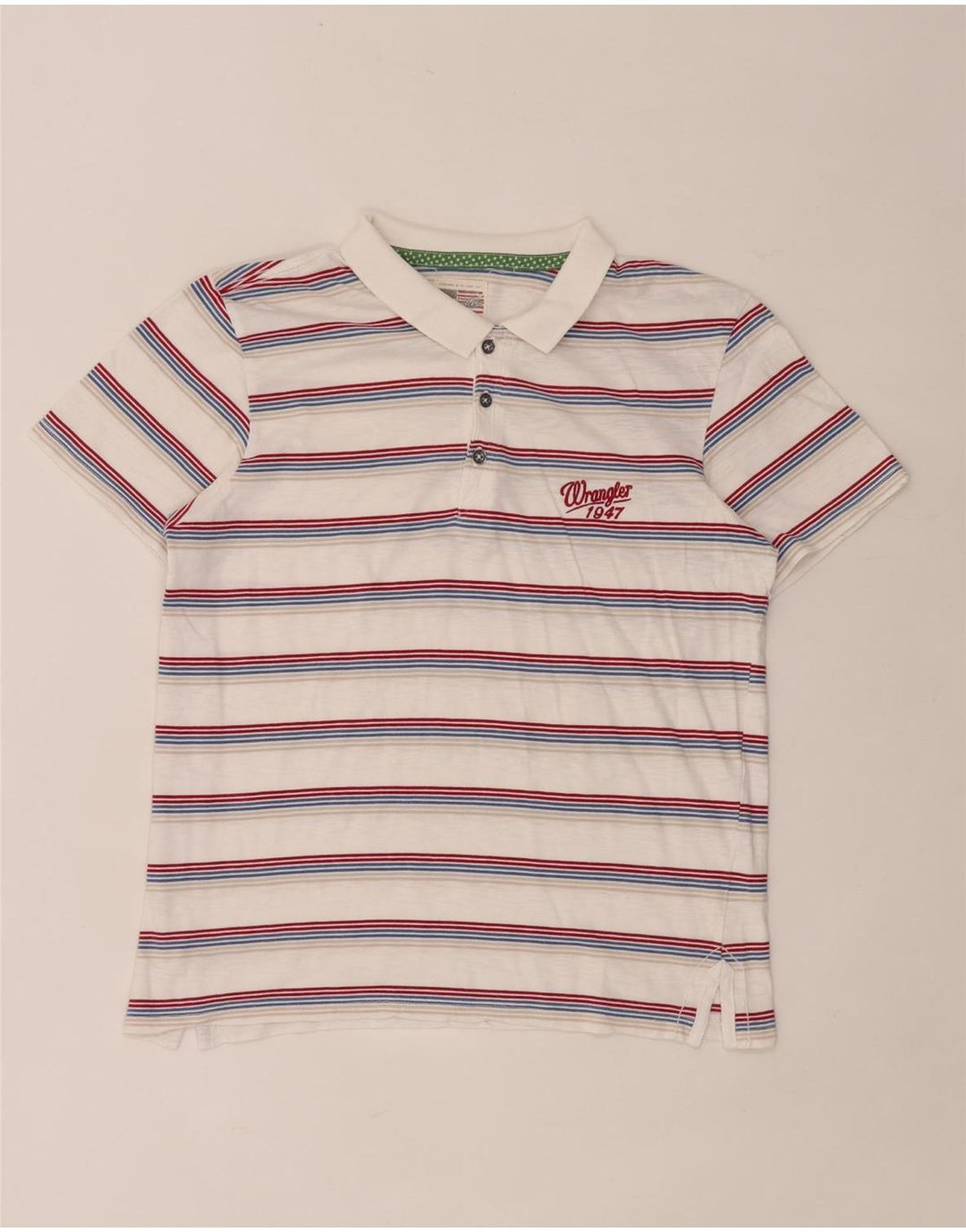 Wrangler Dame Polo Shirt UK 12 Medium Hvid Stribet