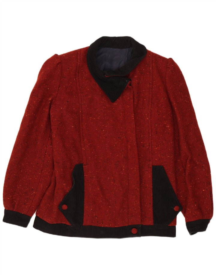 Vintage Dame Bomber Jacket UK 16 Large Burgundy Flecked