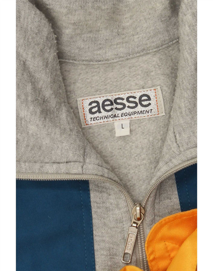 Aesse Sweatshirt med lynlås til mænd, stor grå farveblok