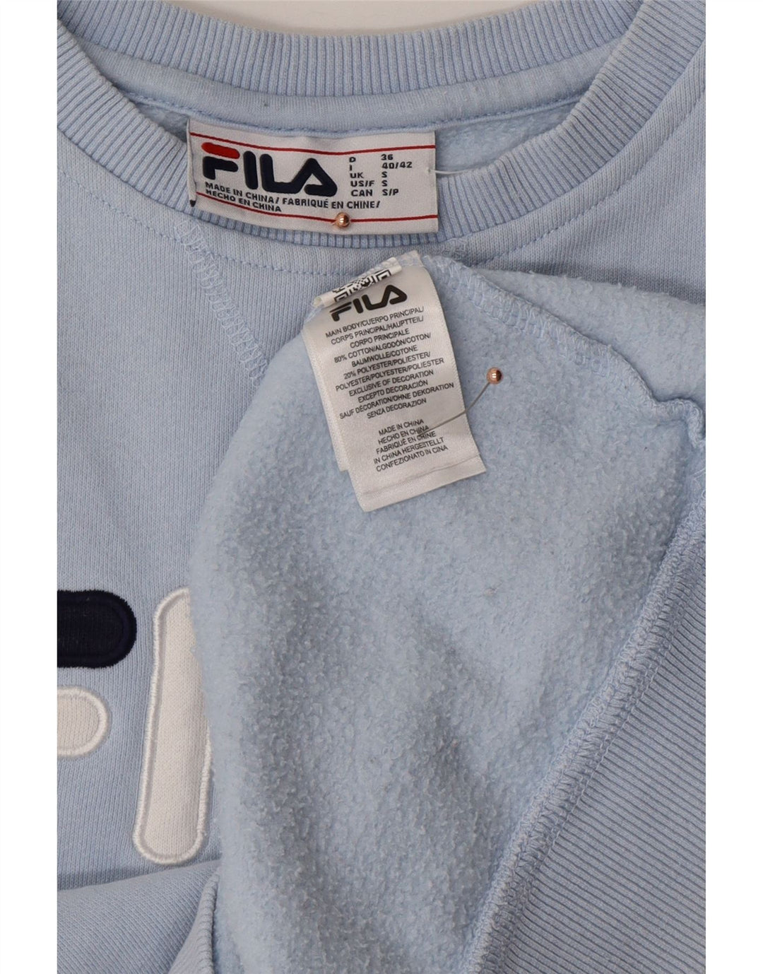 FILA Dame Oversized Sweatshirt Jumper UK 10 Small Blue Colourblock