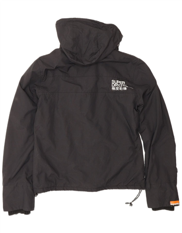 SUPERDRY Womens Hooded Rain Jacket UK 38 Medium Black Nylon