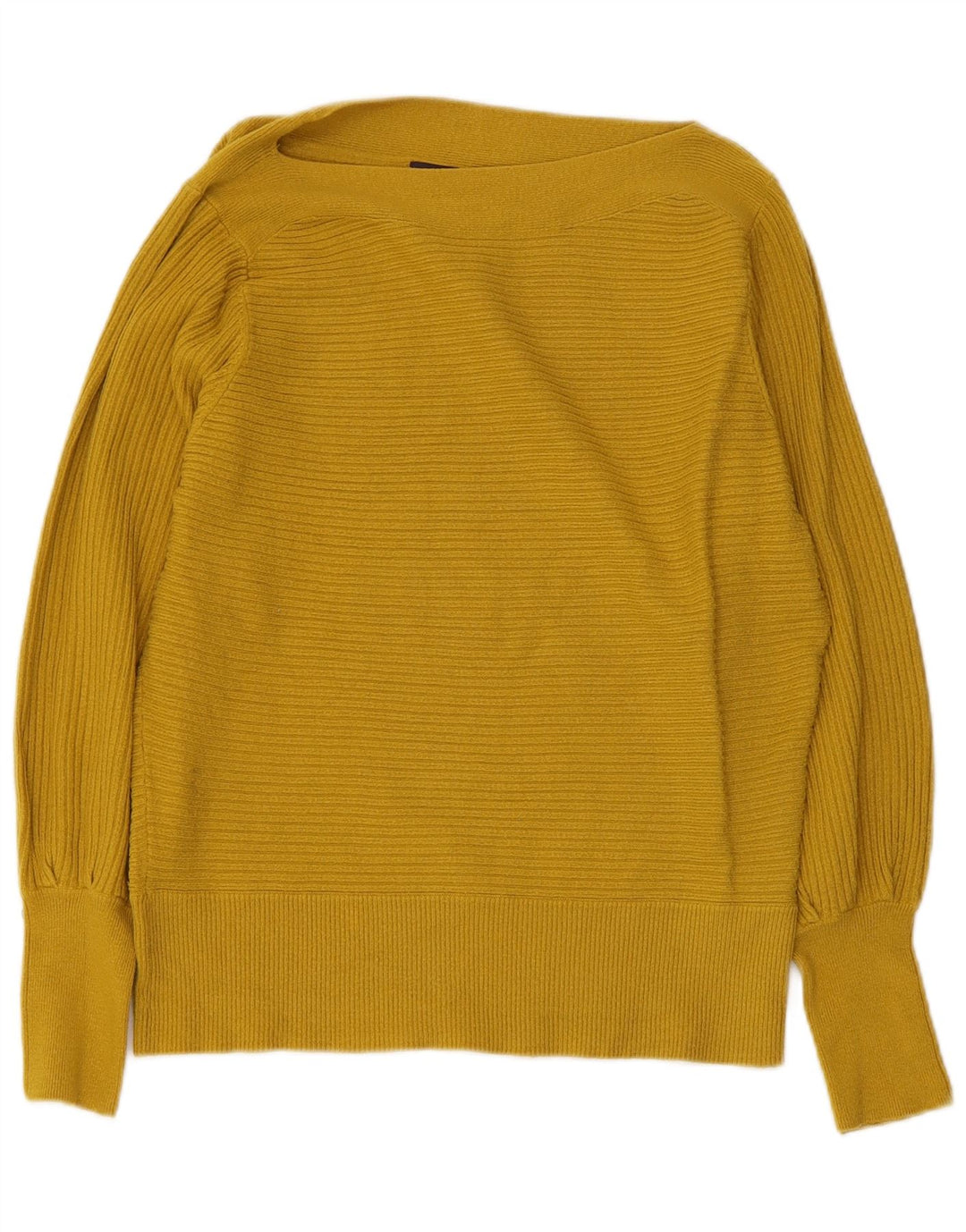 Marks & Spencer Dame Boat Neck Jumper Sweater UK 14 Medium Yellow Viscose
