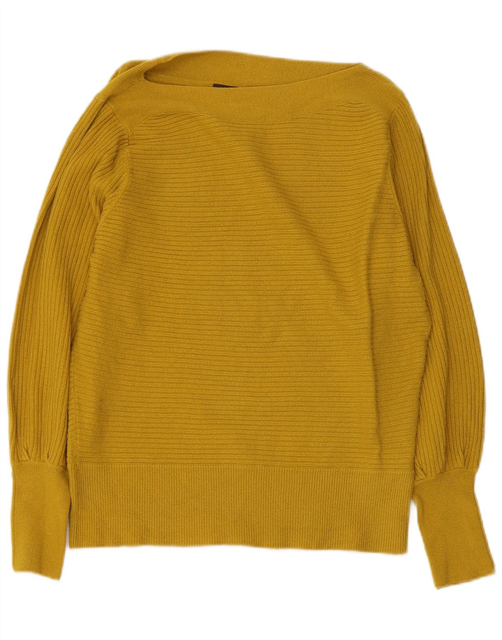Marks & Spencer Dame Boat Neck Jumper Sweater UK 14 Medium Yellow Viscose