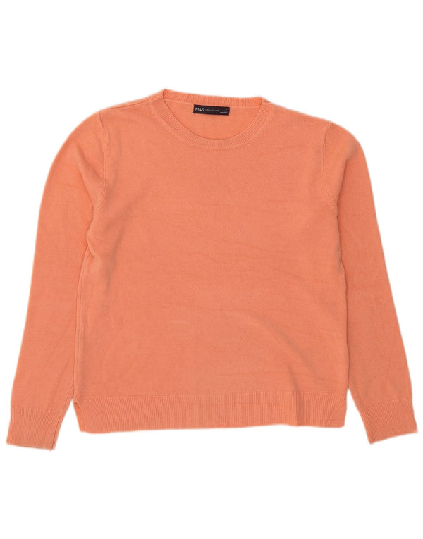 Marks & Spencer Womens Boat Neck Jumper Sweater UK 10 Small Orange Acrylic