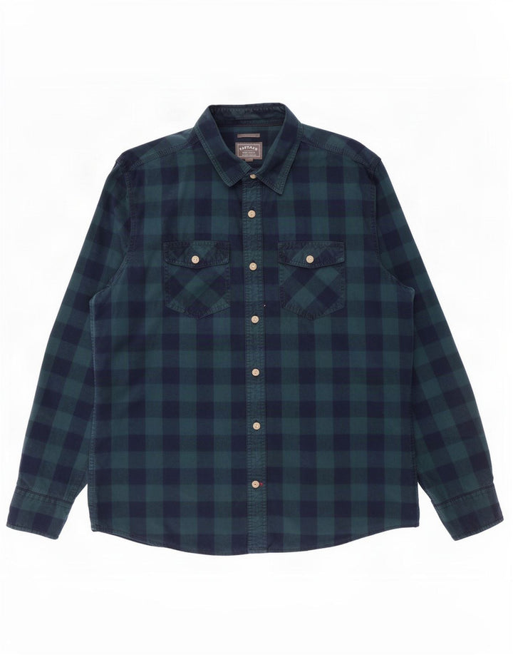Fat Face Herre Classic Fit skjorte Large Navy Blue Gingham Cotton