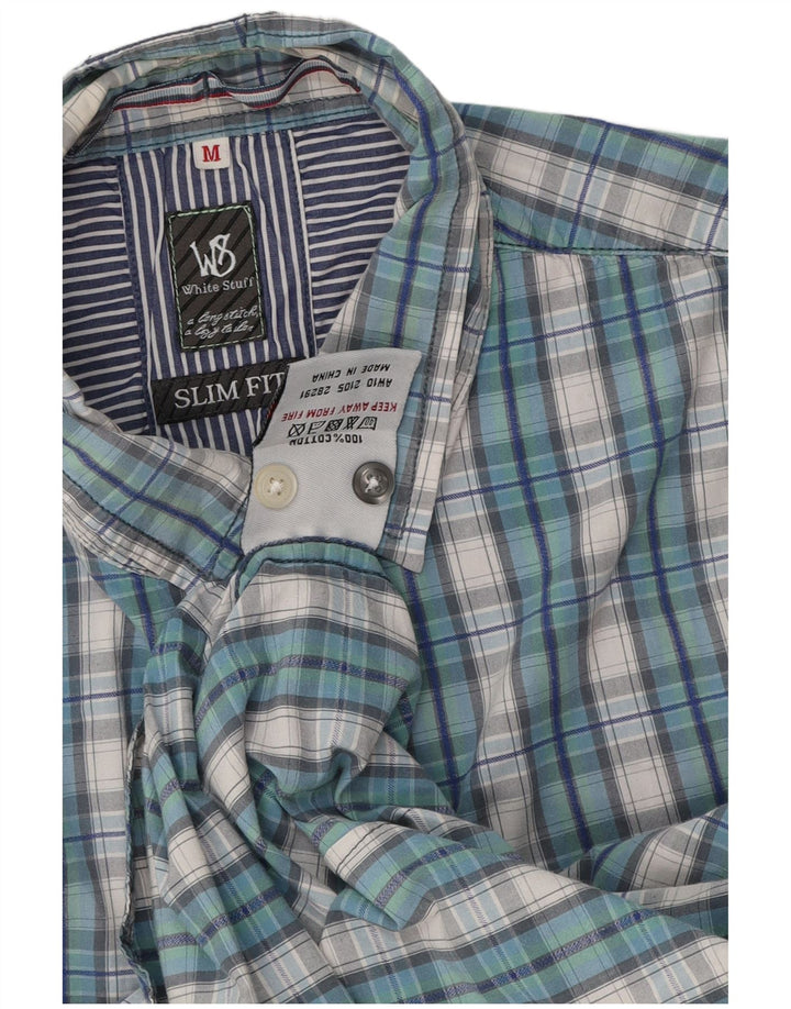 White Stuff Herre Slim Fit skjorte Medium Blue Ternet bomuld