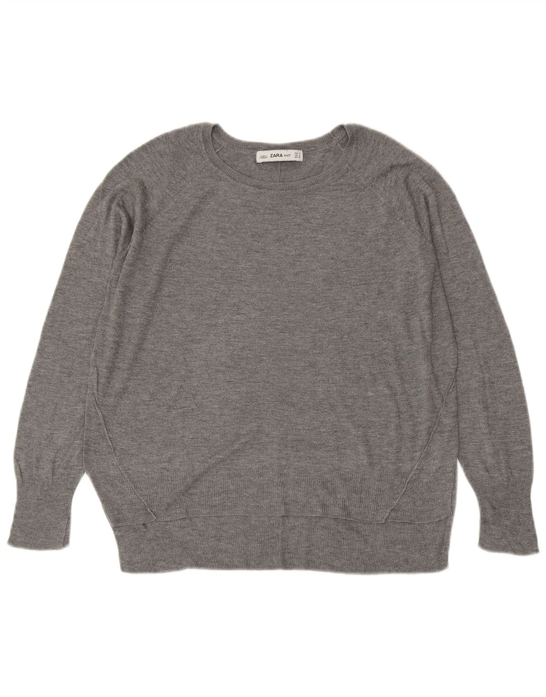 Zara Dame Boat Neck Jumper Sweater UK 14 Medium Grey