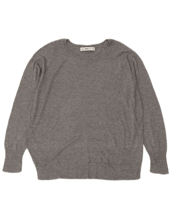 Zara Dame Boat Neck Jumper Sweater UK 14 Medium Grey