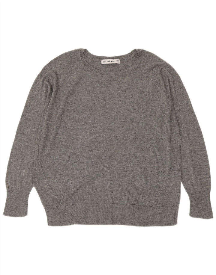 Zara Dame Boat Neck Jumper Sweater UK 14 Medium Grey