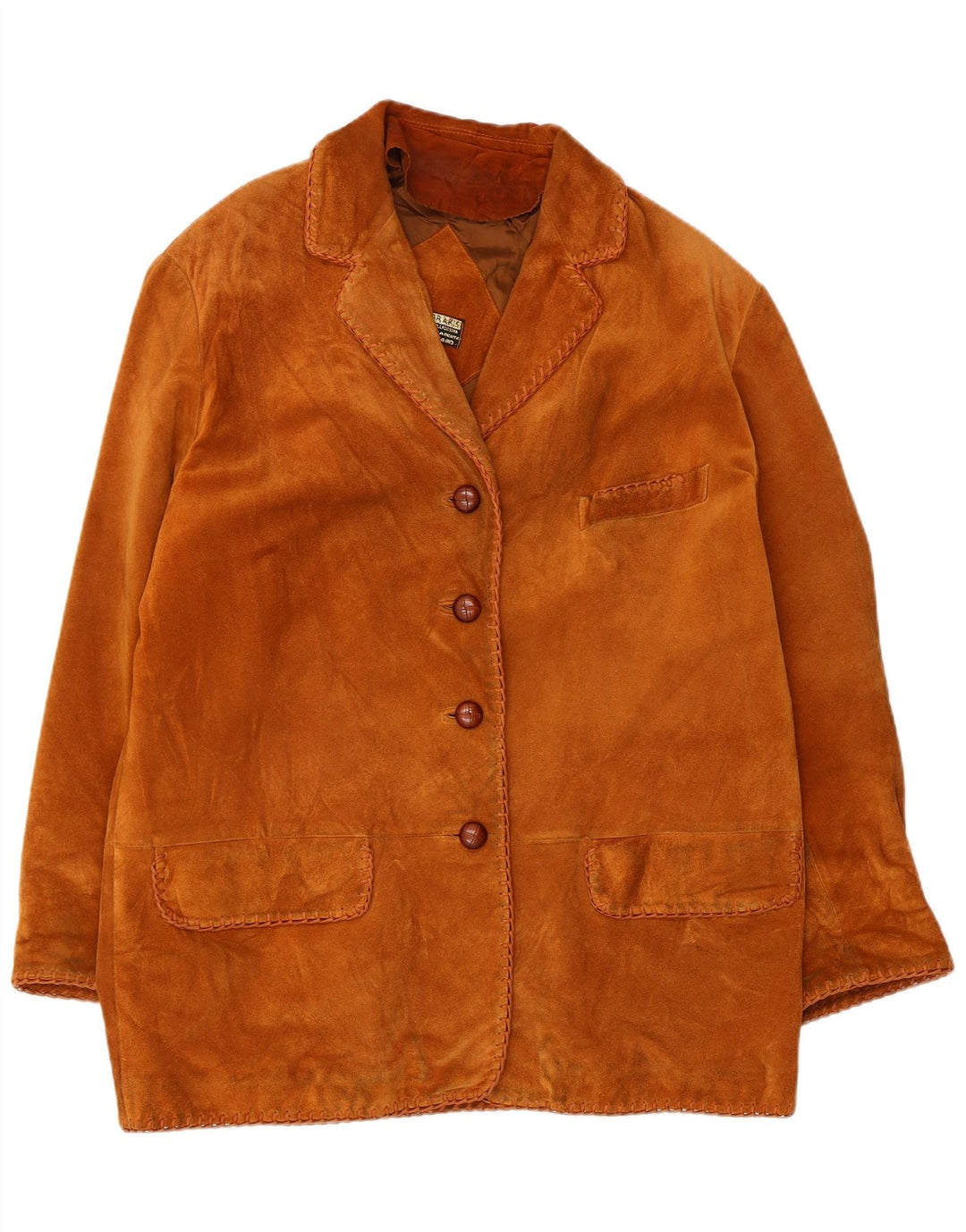 Vintage ruskindsfrakke til kvinder EU 44 XL beige læder