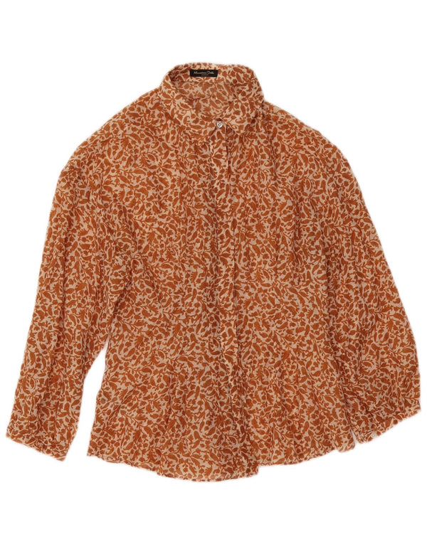 Massimo Dutti Dame 3/4-ærmet skjortebluse EU 38 Small Beige Floral