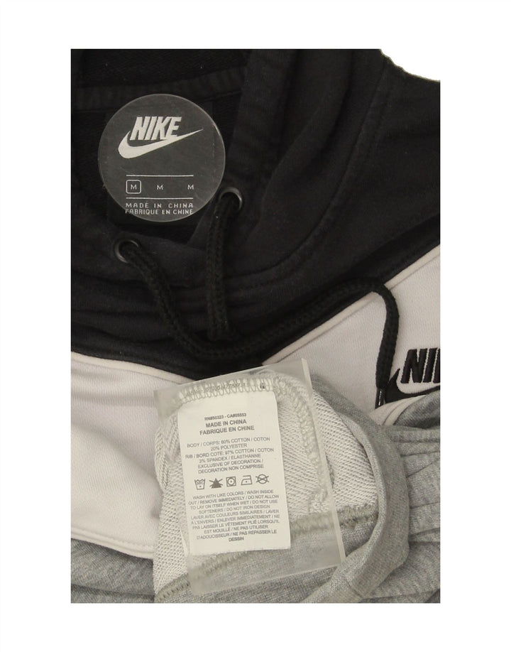 NIKE Womens Hoodie Jumper UK 14 Medium Grey Colourblock Cotton Vintage Nike and Second-Hand Nike from Messina Hembry 