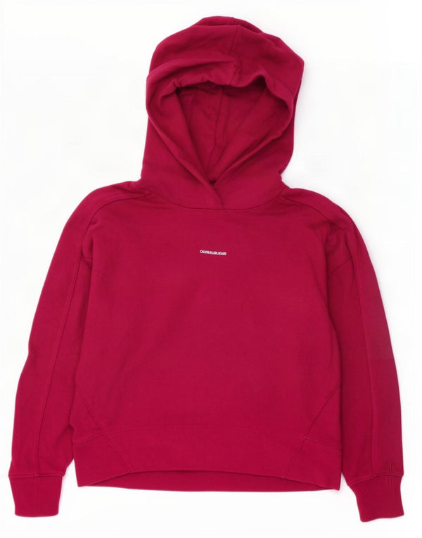 Calvin Klein Jeans Dame Oversized Hoodie Jumper UK 6 XS Pink Bomuld