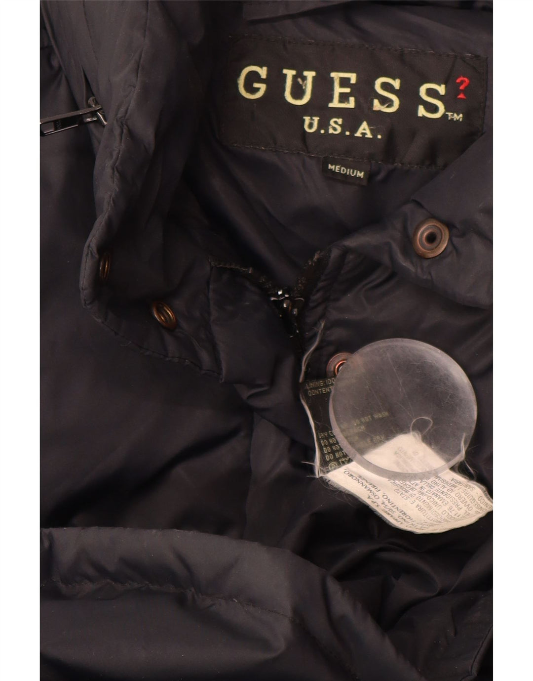 GUESS Polstret frakke til kvinder UK 14 Medium Sort Nylon