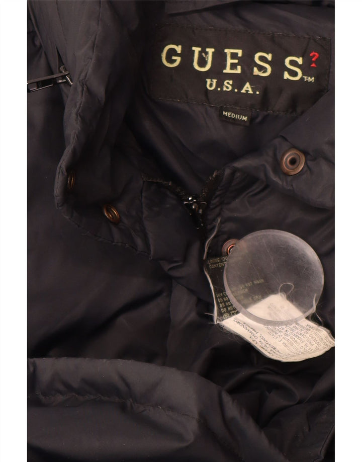 GUESS Polstret frakke til kvinder UK 14 Medium Sort Nylon