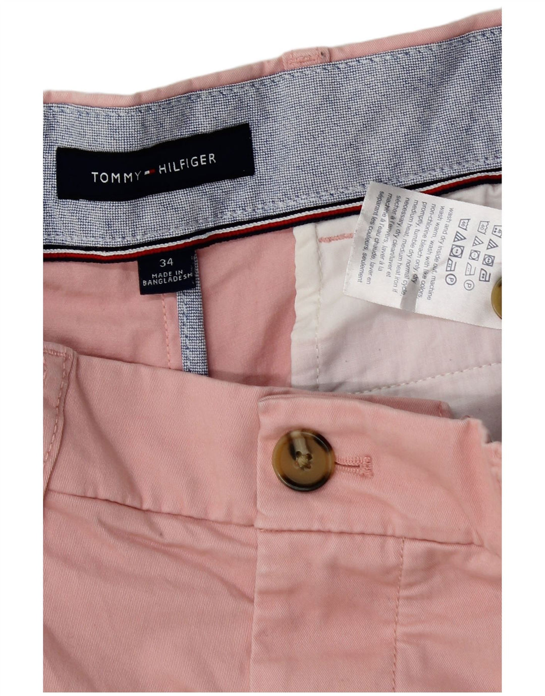 Tommy Hilfiger Herre Chino Shorts W34 Large Pink Bomuld