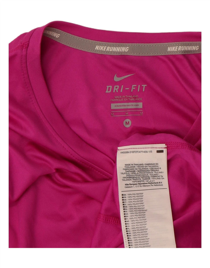 Nike Dame Dri Fit Top Langærmet UK 14 Medium Pink Polyester