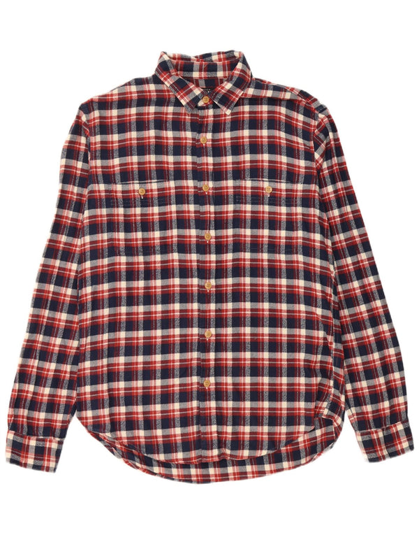 J. Crew Herre Mercantile Flannel Shirt Medium Navy Blue Ternet Bomuld