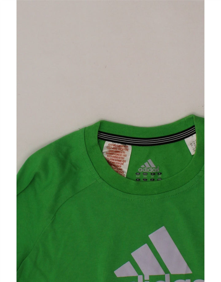ADIDAS drenge Climalite grafisk T-shirt top 5-6 år grøn bomuld
