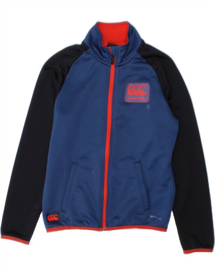 CANTERBURY Boys Tracksuit Top Jacket 7-8 Years Blue Colourblock Polyester Vintage Canterbury and Second-Hand Canterbury from Messina Hembry 