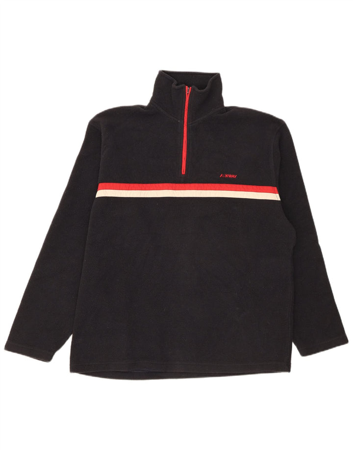K-Way Herre Fleece Jumper med lynlåshals mellem sort stribet